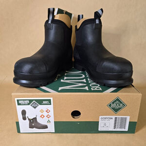 Men's Muck Chore Classic Chelsea Cast Safety Toe Boots Black Waterproof Size 7 N